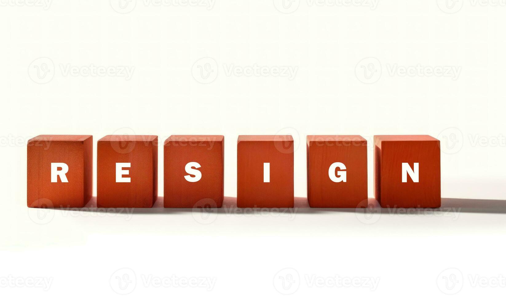 resign lettering in wooden cube, mnagement concept AI generated photo