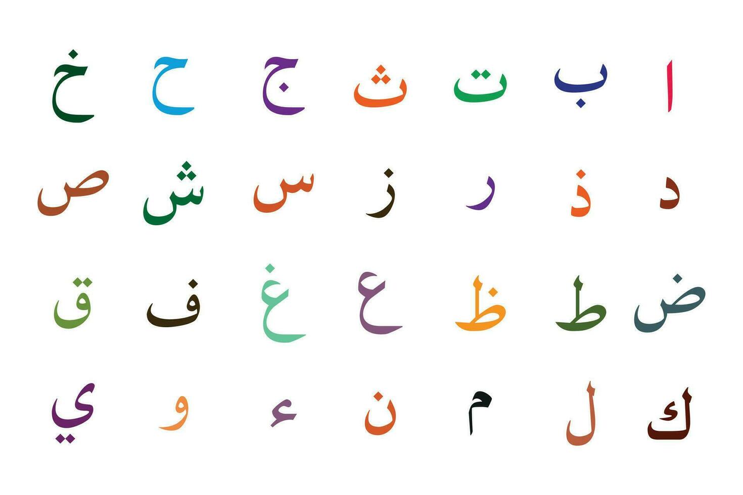 Arabic alphabet set vector on white background.