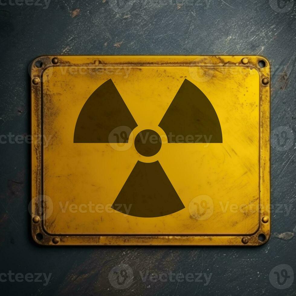 radioactive sign on factory wall AI generated photo