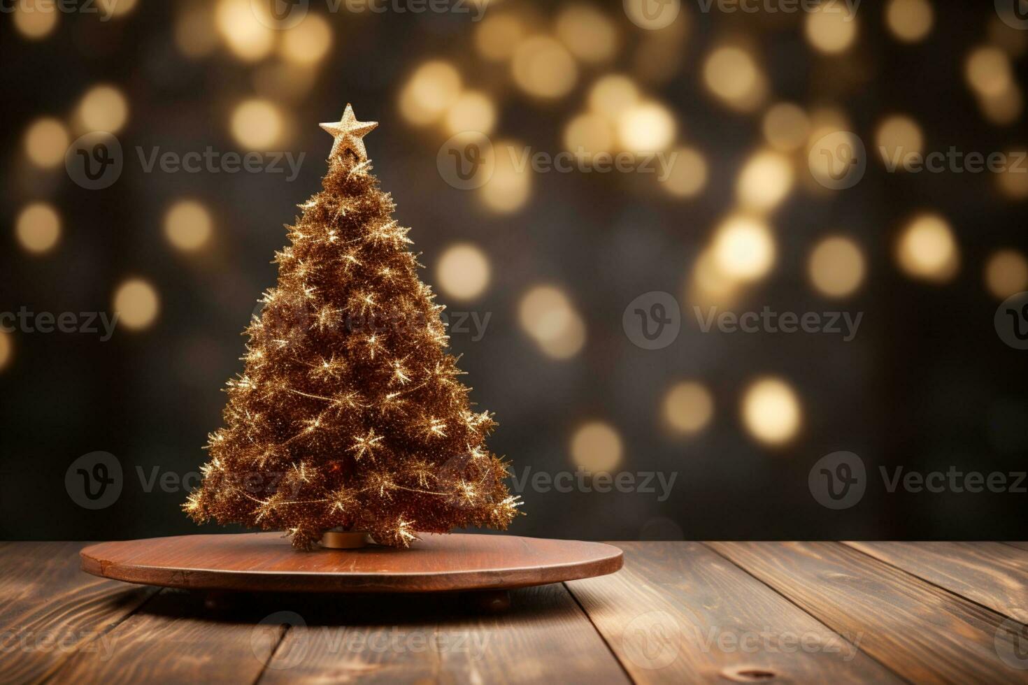 minimal Christmas tree on the table generated with ai photo
