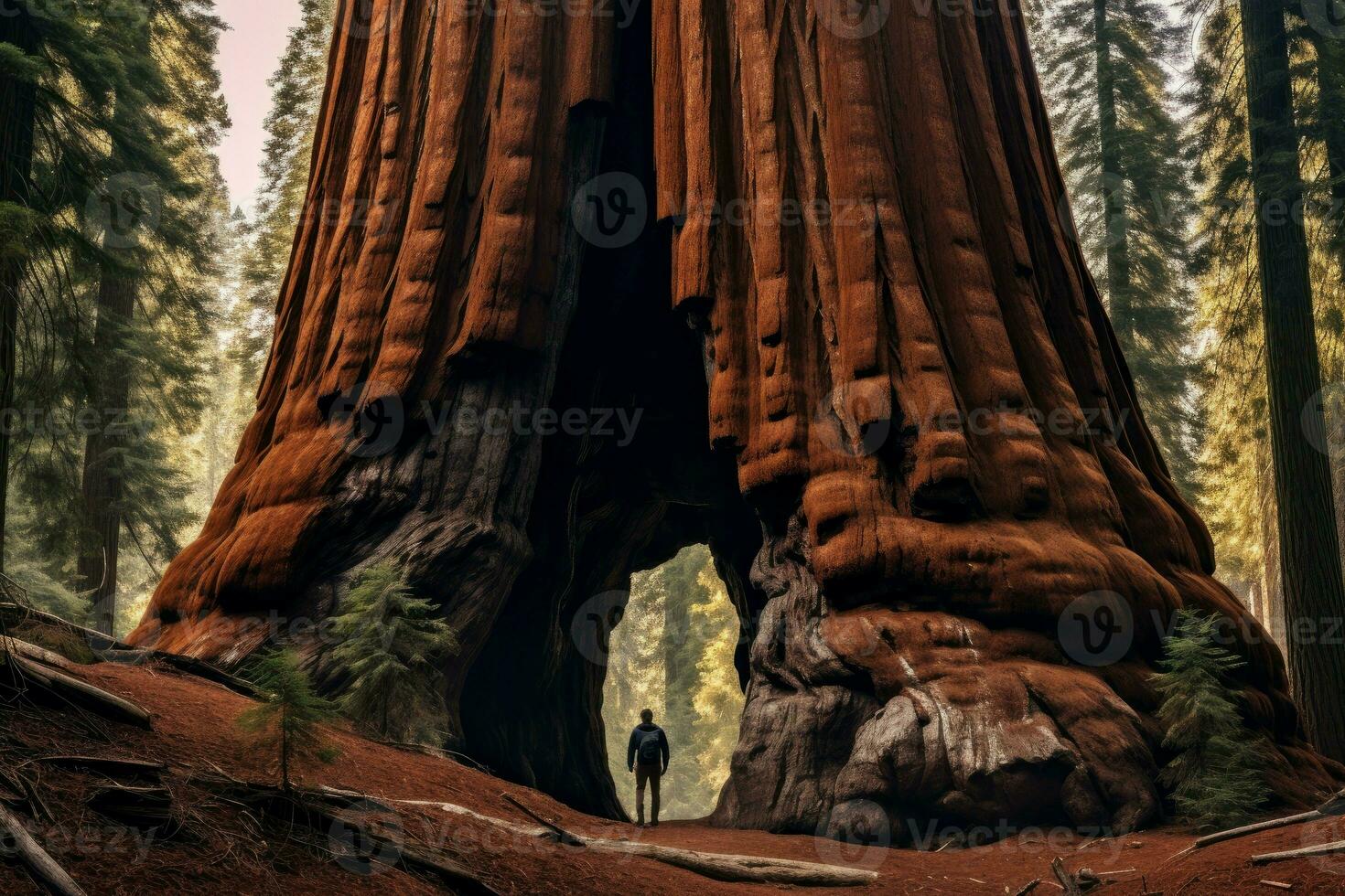 Majestic Giant sequoia tree. Generate Ai photo