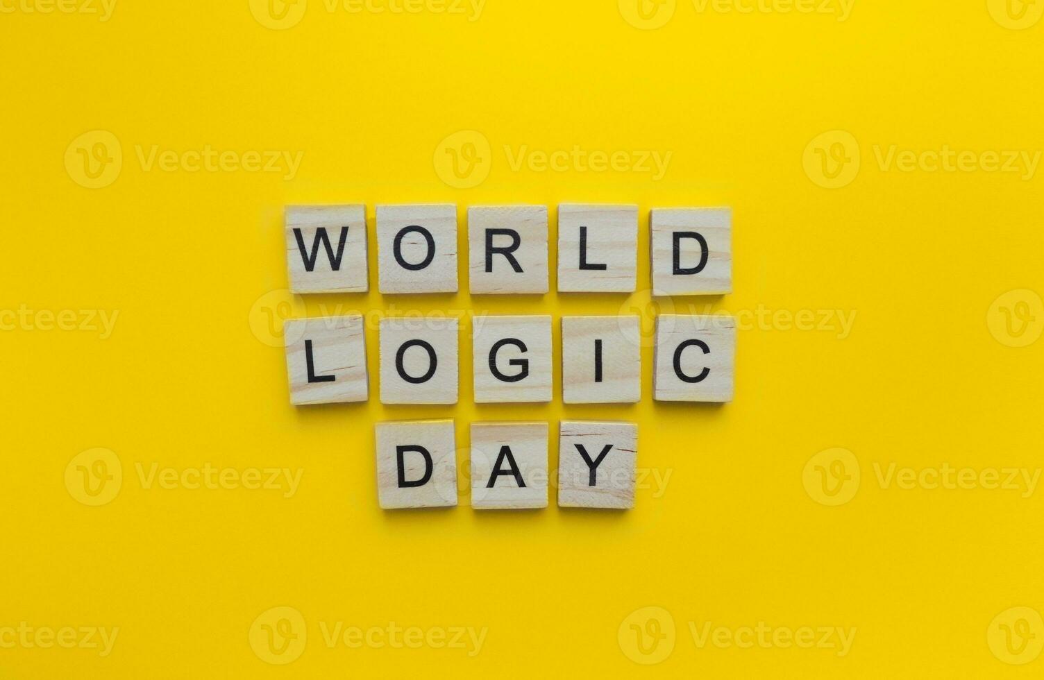 January 14, World logic day, a minimalistic banner with an inscription in wooden letters photo