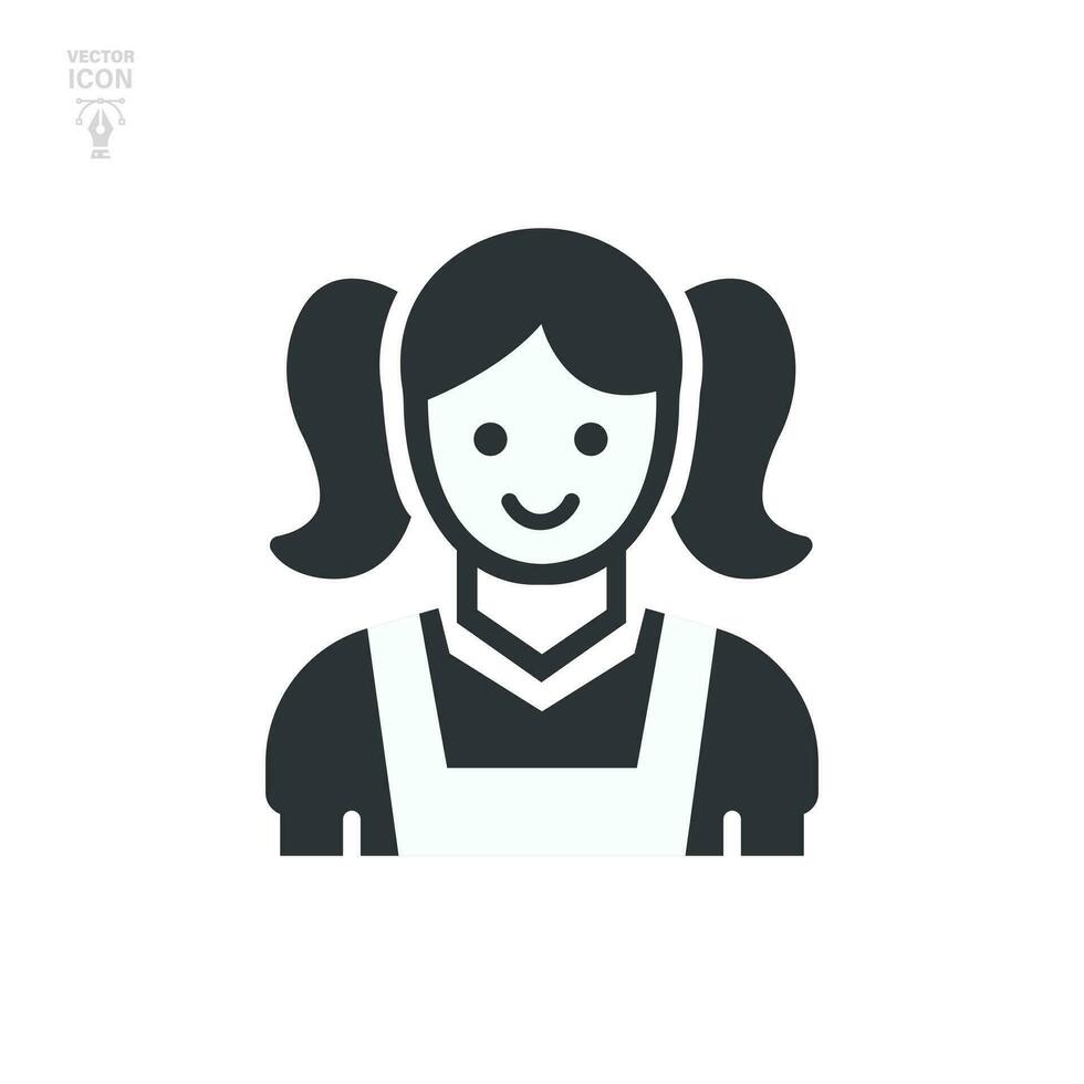 Woman cleaner and hotel services, cleaning lady. Maid icon. Vector illustration