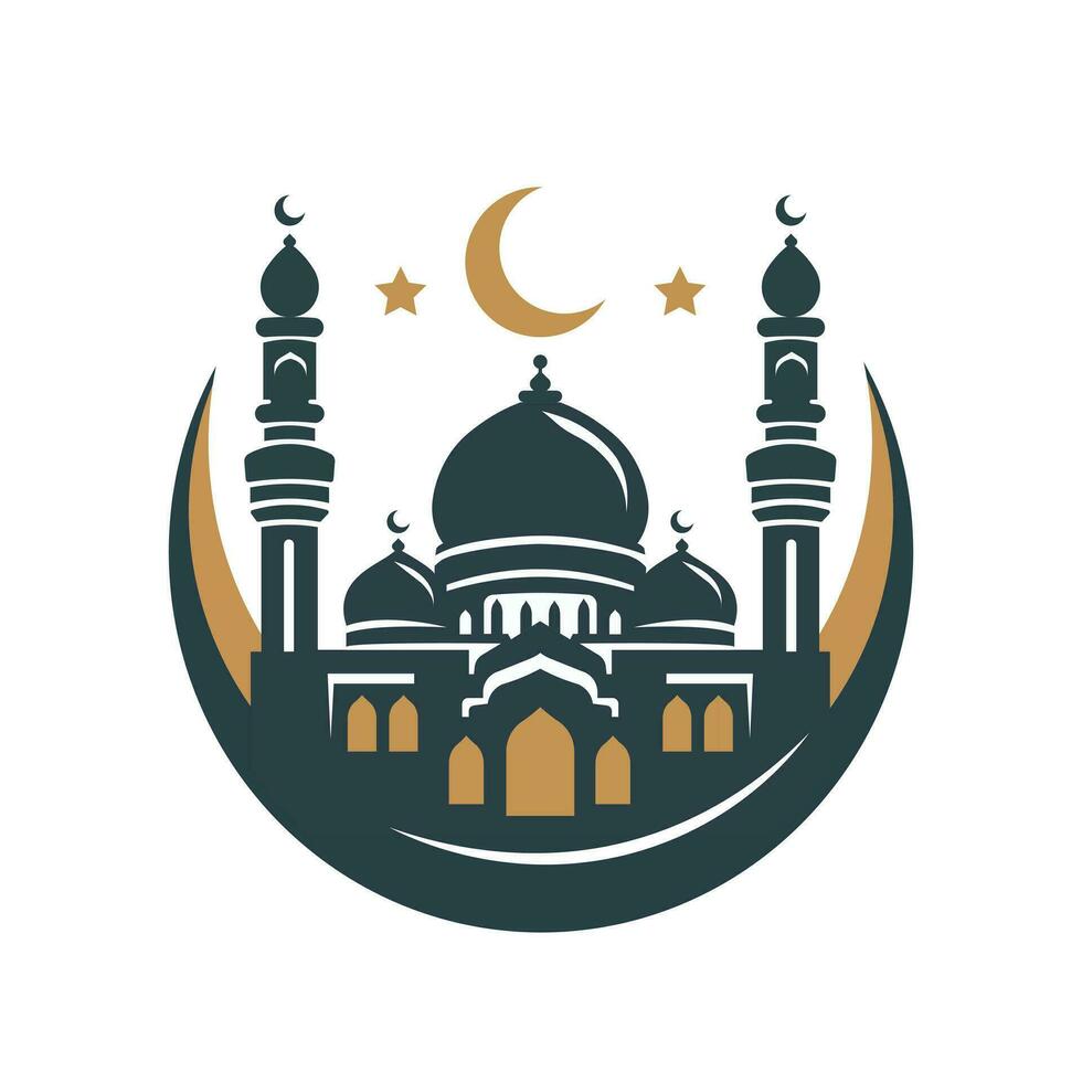 Muslim mosque logo. Beautiful Muslim temple. Vector illustration