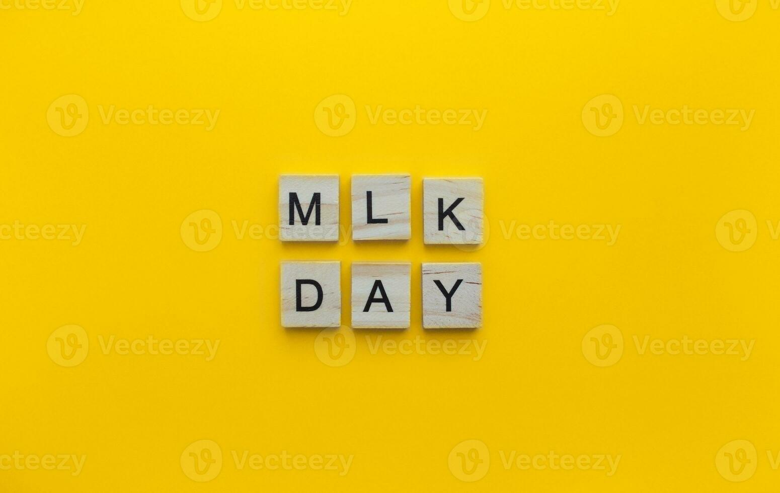 January 16, MLK Day, Martin Luther King Day, minimalistic banner with the inscription in wooden letters photo