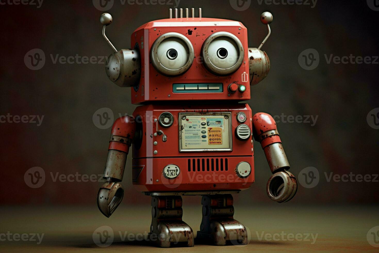 Retro Cartoon tin robot. Generate Ai photo