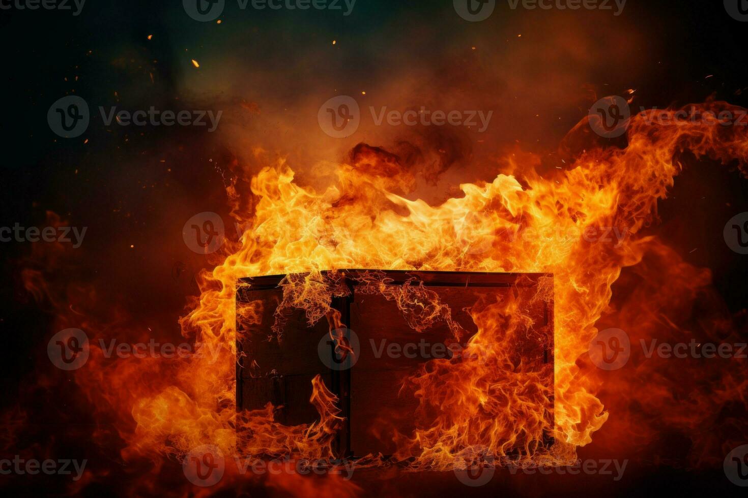 Illuminating Fire cube background. Generate Ai photo