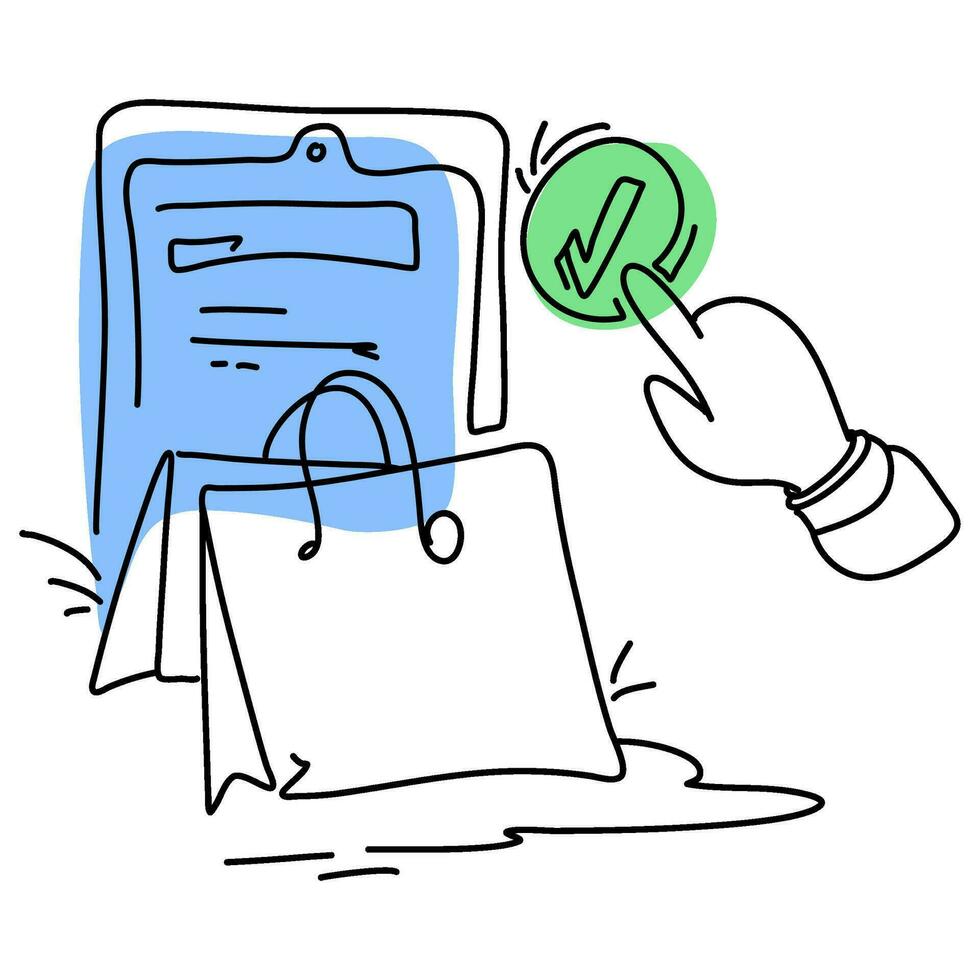 Confirm Flat Illustration of the approved stamp concept, suitable for use on commercial websites, marketing collateral, and product packaging vector