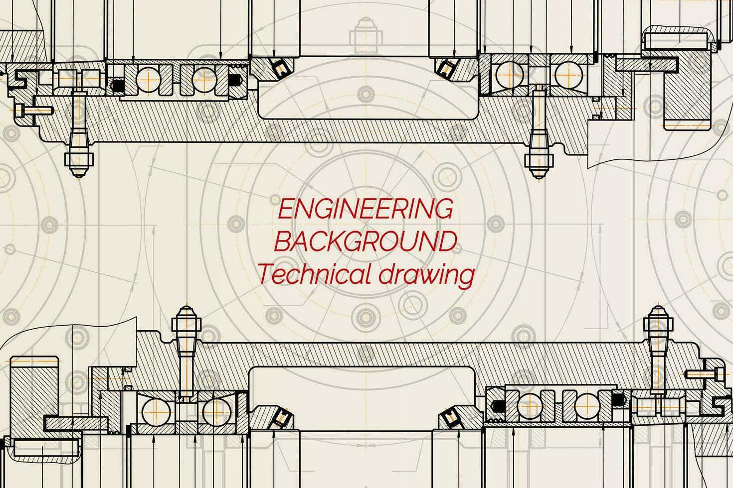 mecánico Ingenieria dibujos en ligero antecedentes. molienda máquina huso. técnico diseño. cubrir. Plano. vector