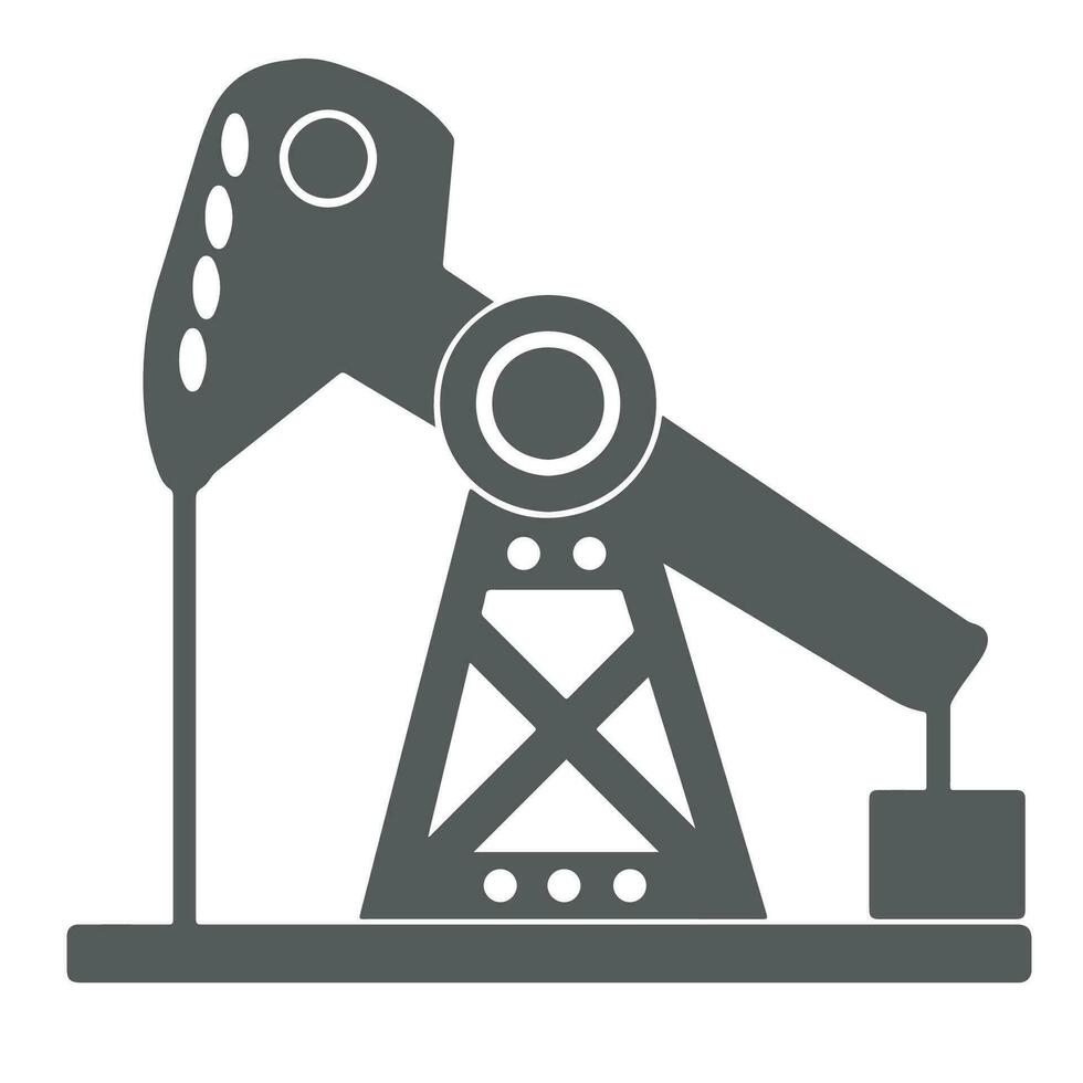 gray pump jack isolated on white background flat vector illustration eps 10. symbol of oil rig for oil drilling