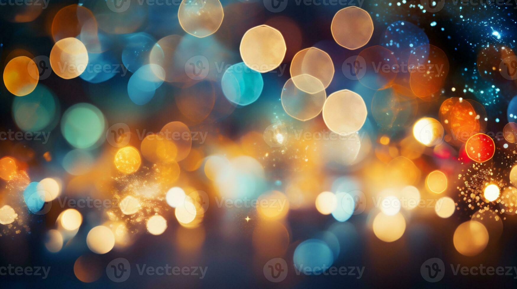 AI generative. Abstract background with bokeh defocused lights and stars. Festive background. photo
