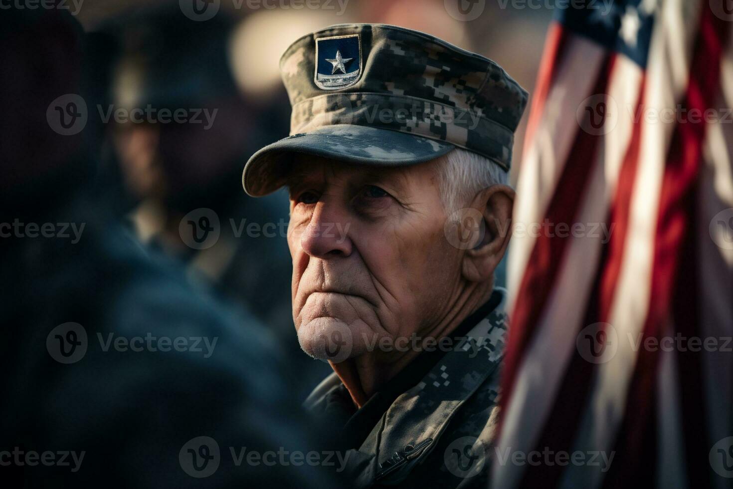 AI generative. Unidentified soldier in military uniform on Victory Day parade. photo