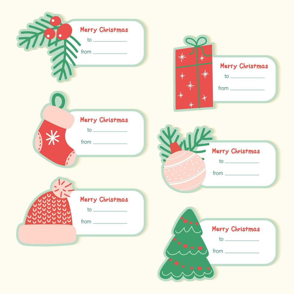 Set of vector illustration of christmas gift labels.