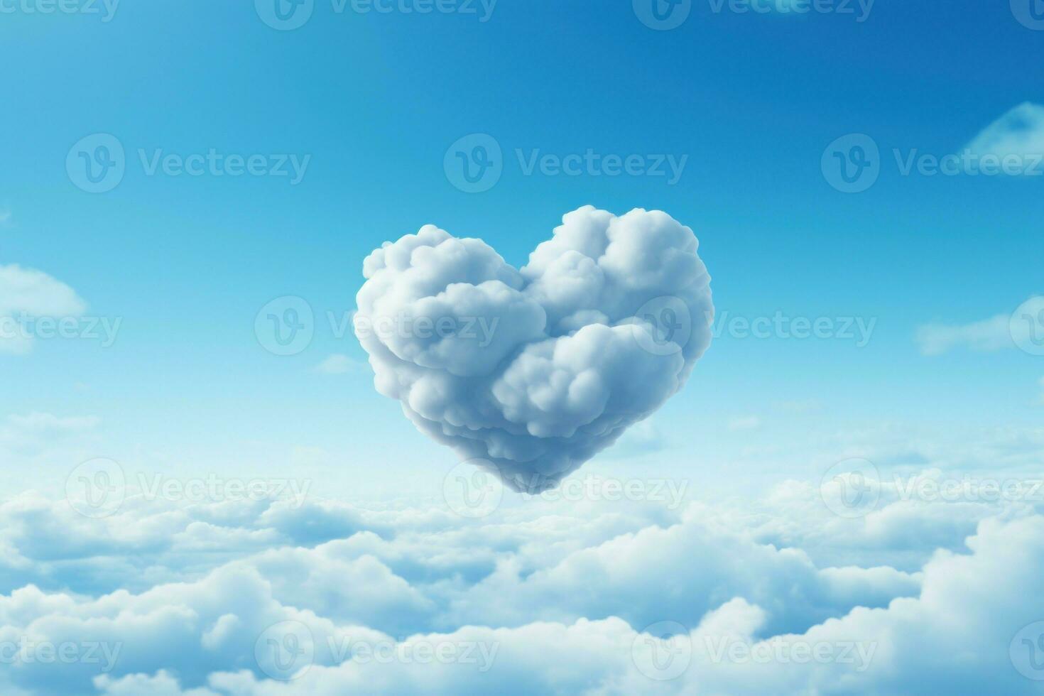 Dreamy Cloud heart shaped. Generate Ai photo