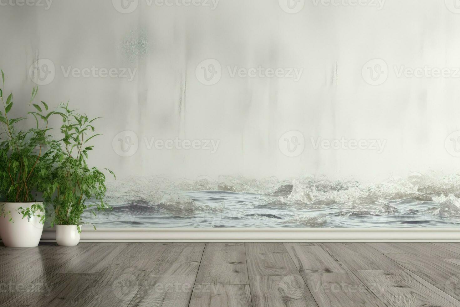 Distressing Flood indoor mockup. Generate Ai photo