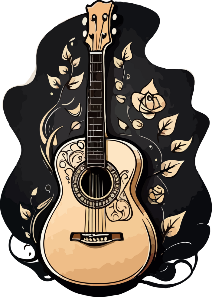 akustisk gitarr png logotyp maskot ai generativ