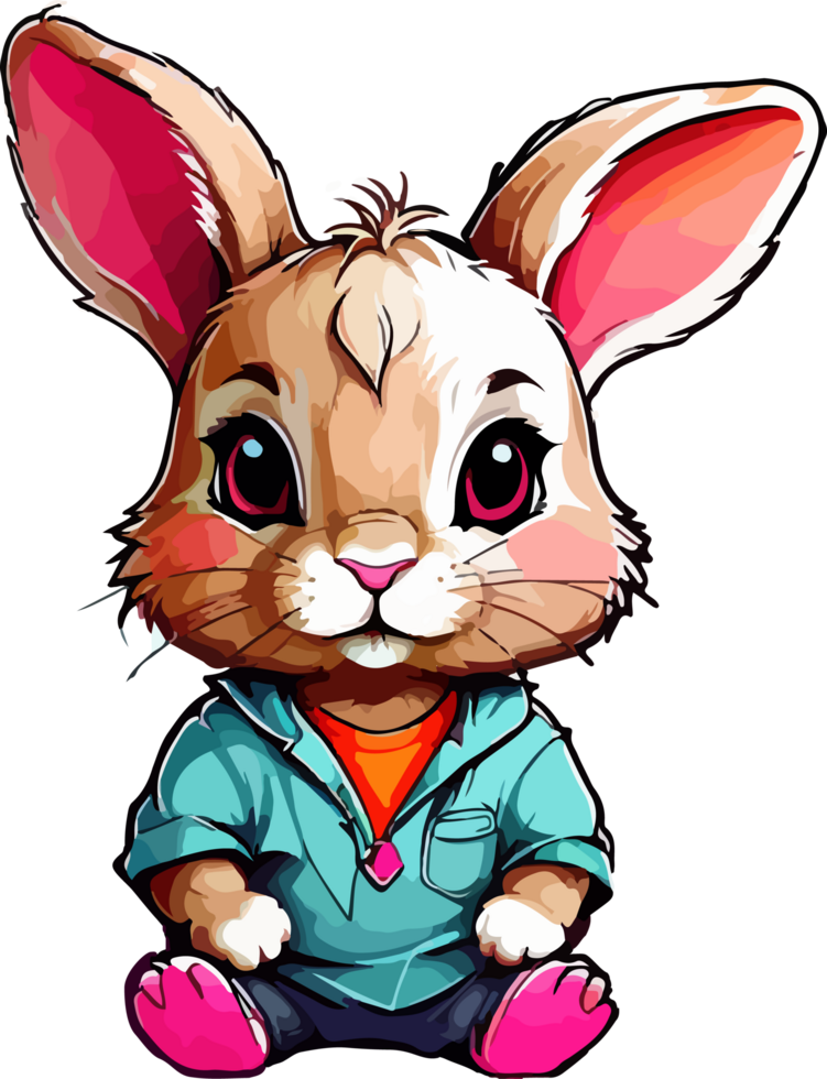 Cute Baby Rabbit Cartoon AI Generative png