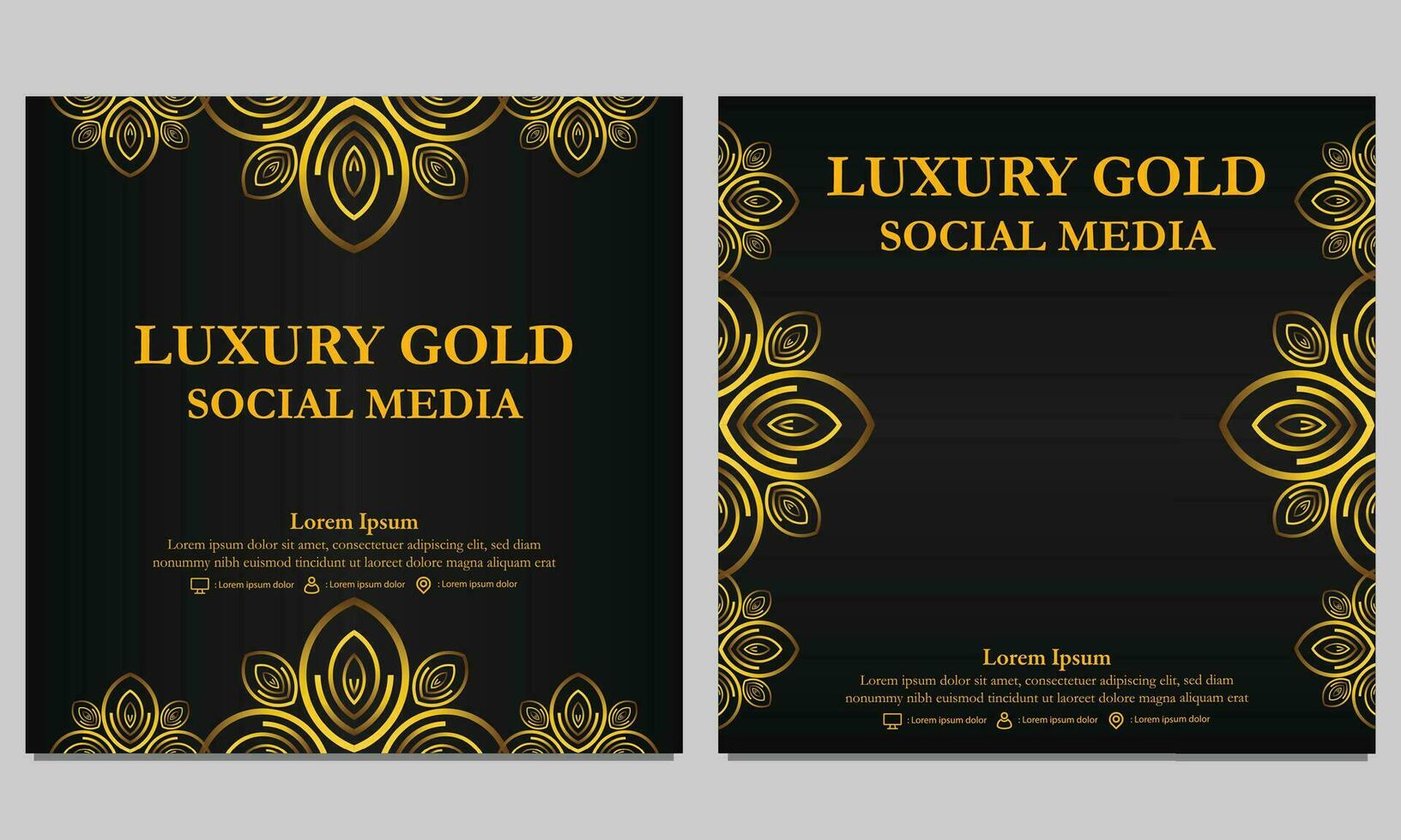 luxury golden floral social media post template vector