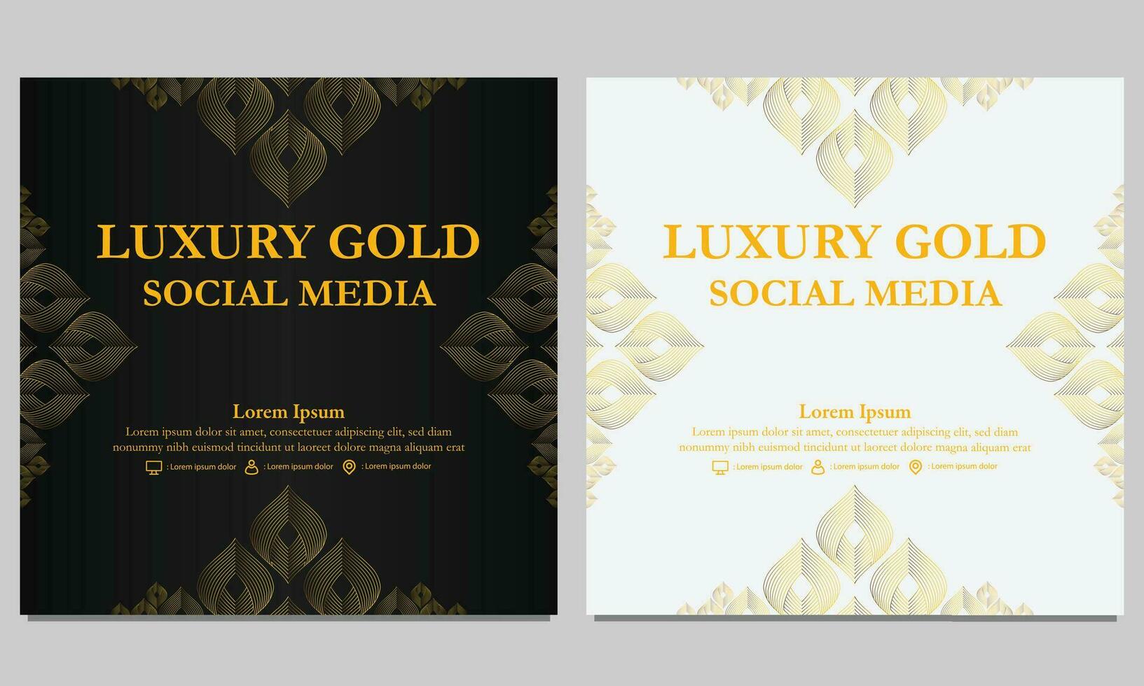 luxury golden floral social media post template vector