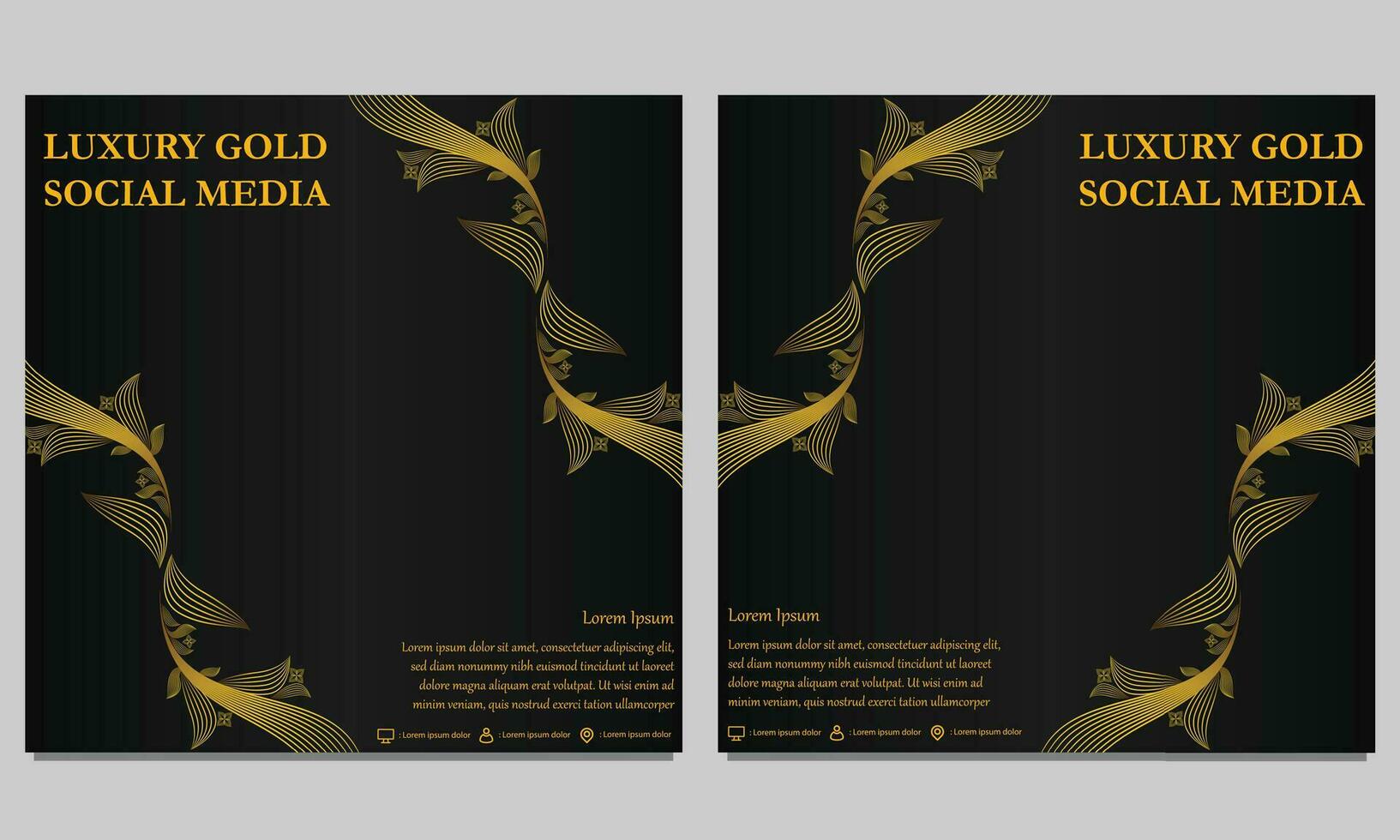 luxury golden floral social media post template vector