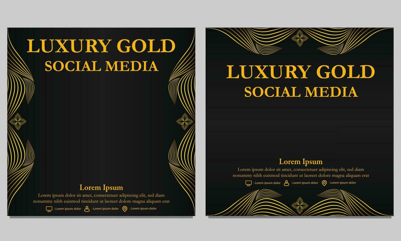 luxury golden floral social media post template vector