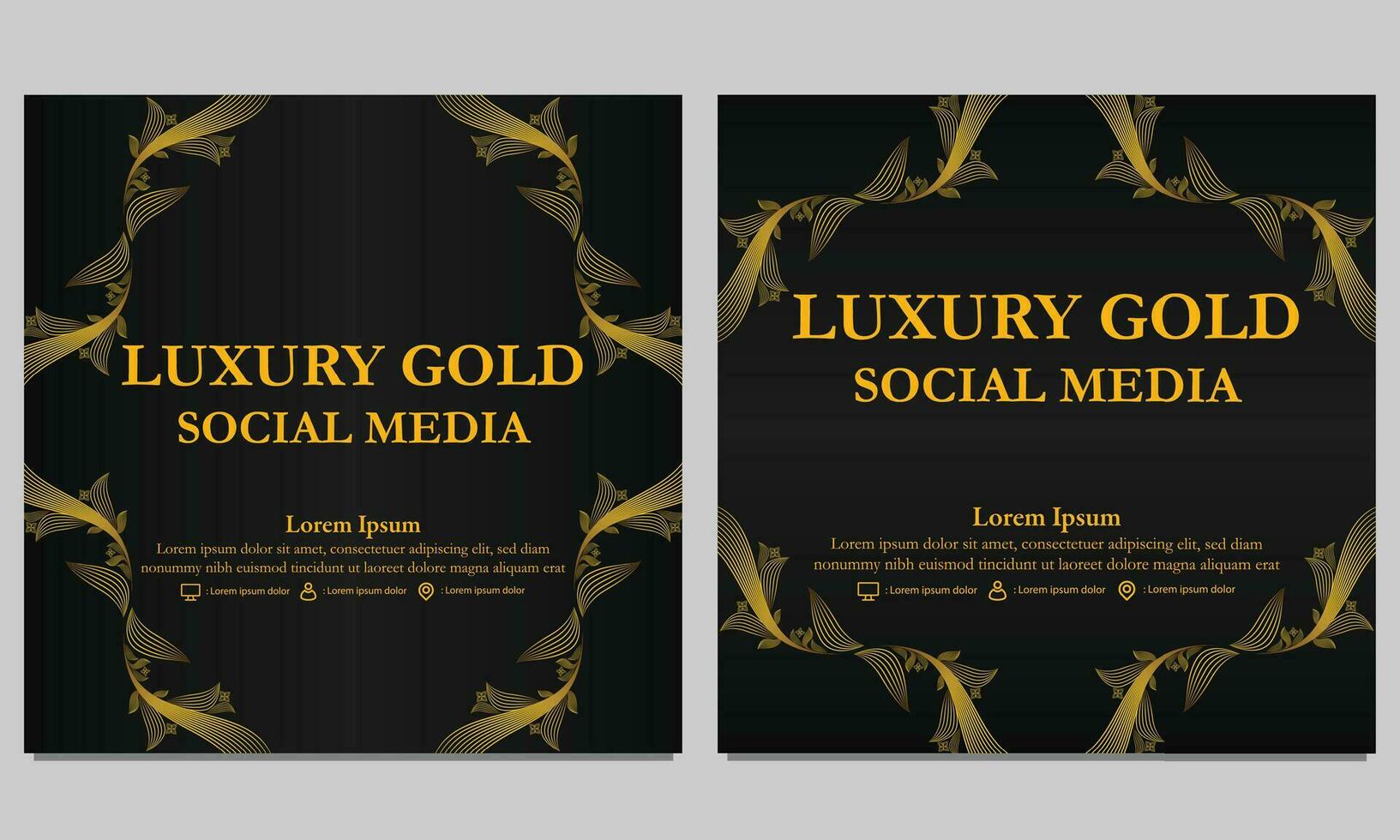 luxury golden floral social media post template vector