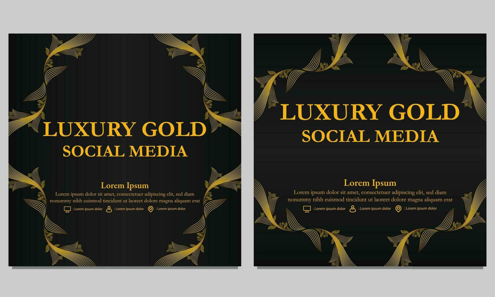 luxury golden floral social media post template vector