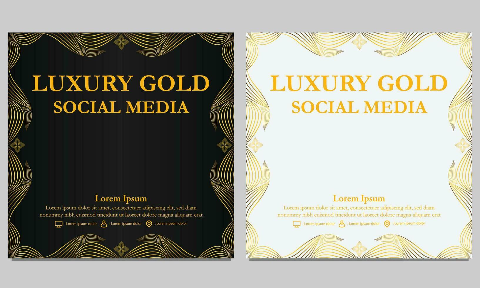 luxury golden floral social media post template vector