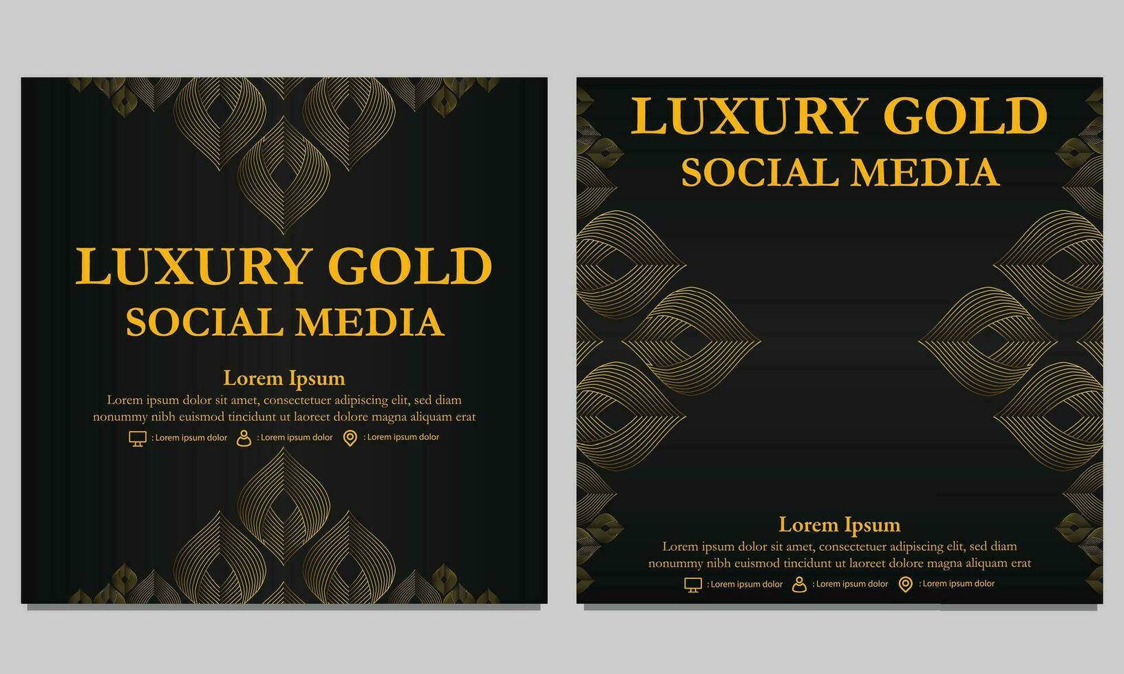 luxury golden floral social media post template vector