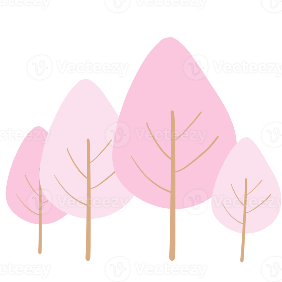 Minimal pink tree illustration png