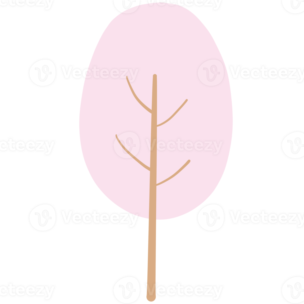 Minimal pink tree illustration png