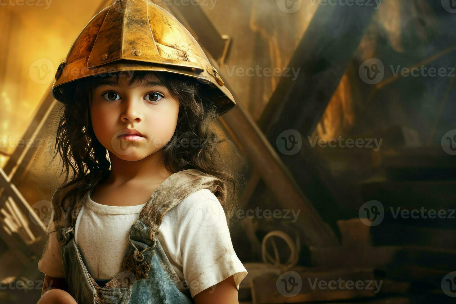 Venerable Ancient egyptian pyramid child girl. Generate Ai photo