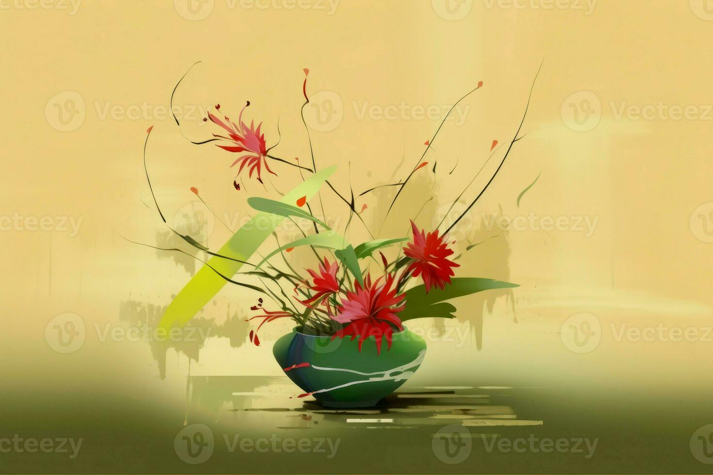 Flower composition ikebana art. Generate Ai photo