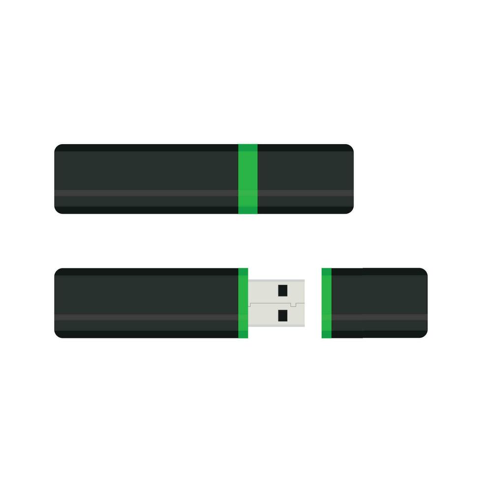 Flash drive with cap open. Storage info on flash drive portable, usb-stick vector illustration