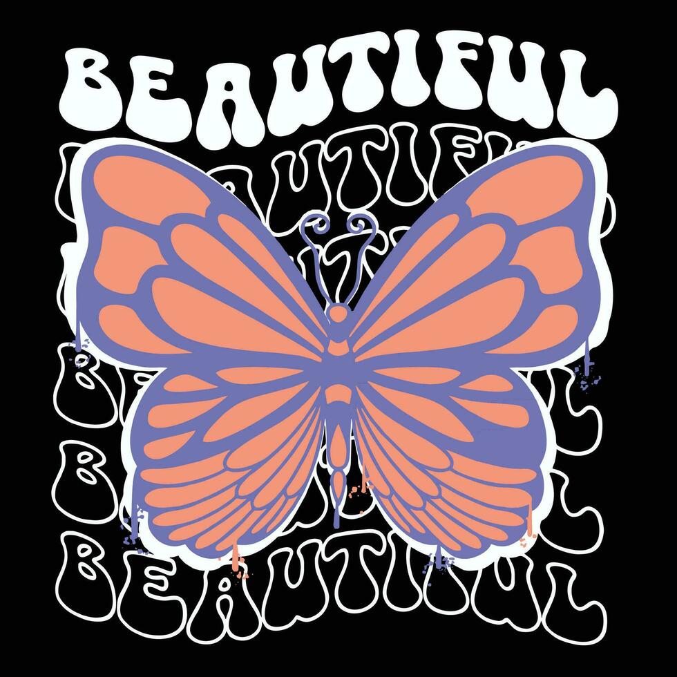 Graffiti butterfly street wear illustration with slogan beautiful vector