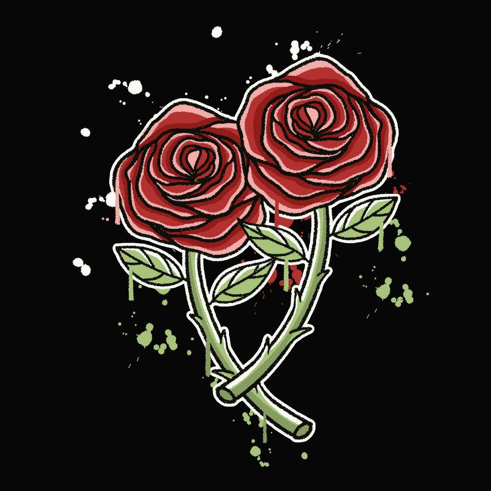 vector graffiti hand drawn rose  designs for streetwear illustration