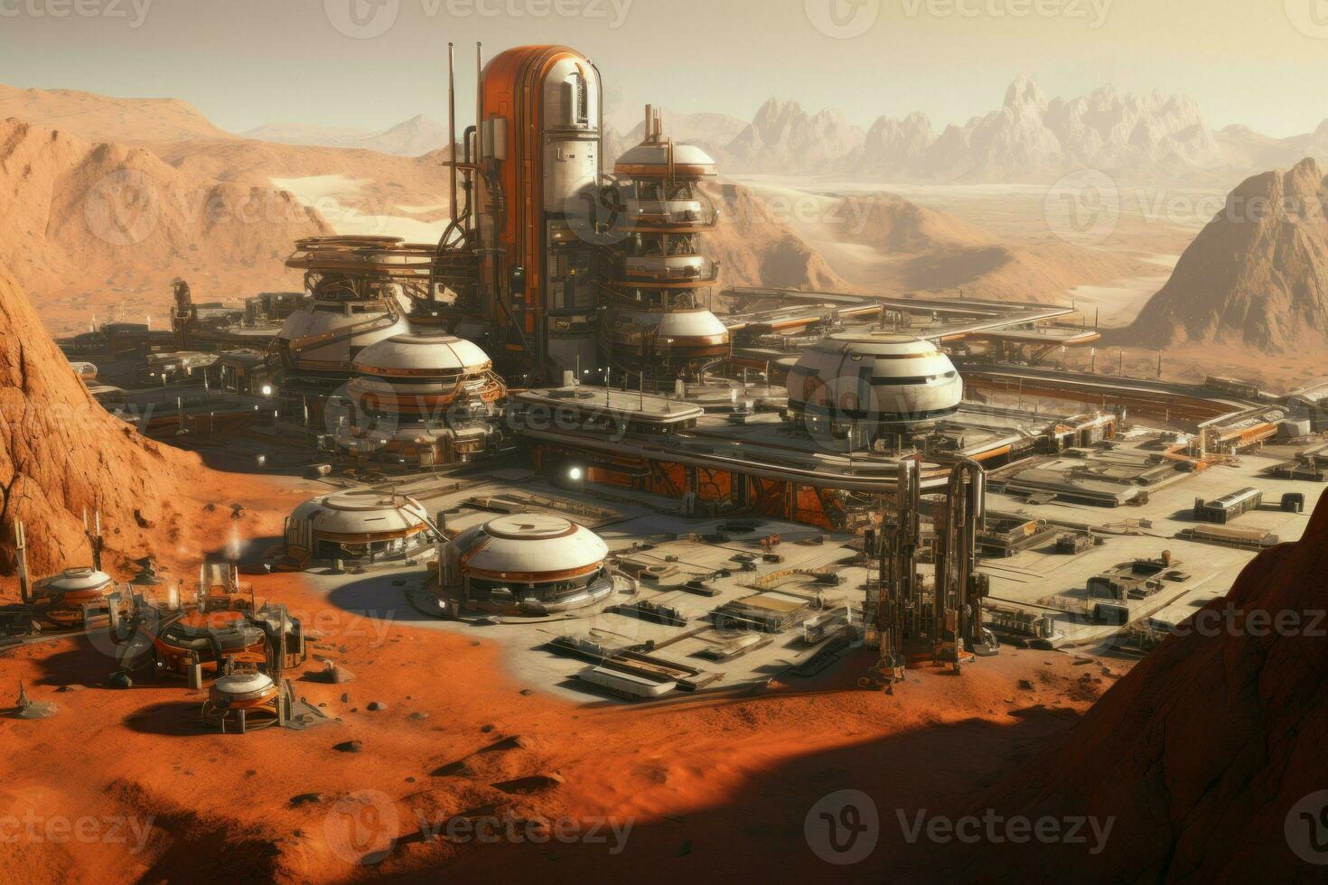 Innovative Colony base Mars. Generate Ai photo