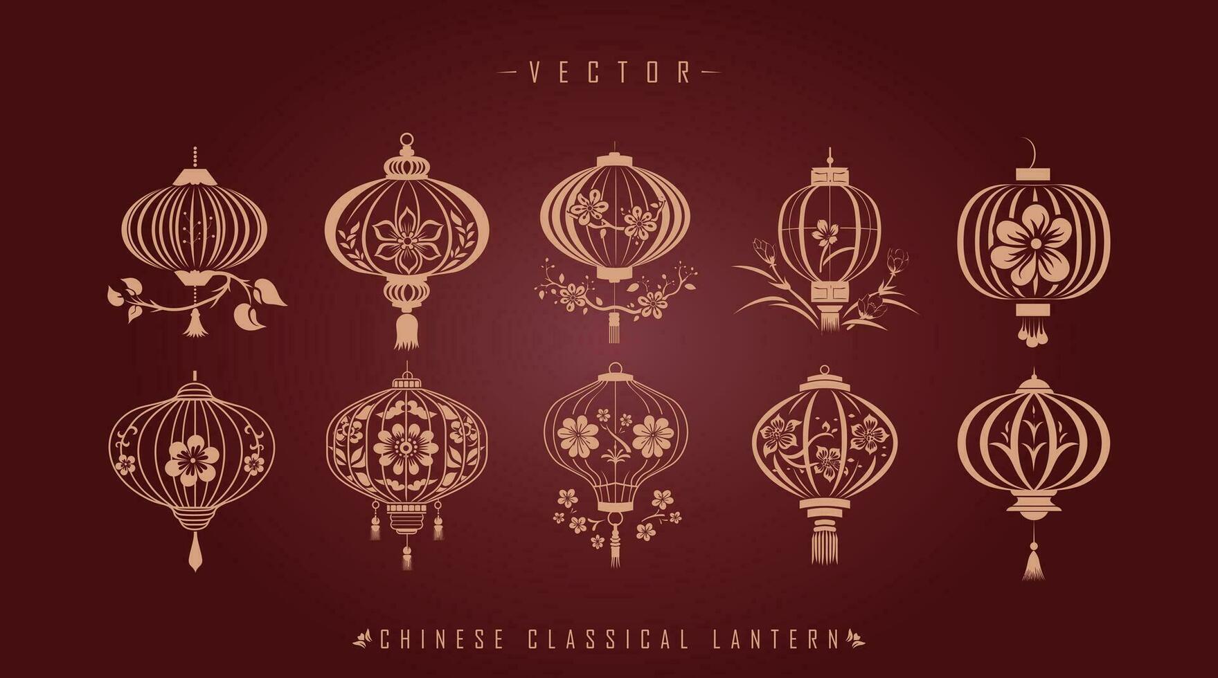 Classic Traditional Chinese Lantern Kit vector