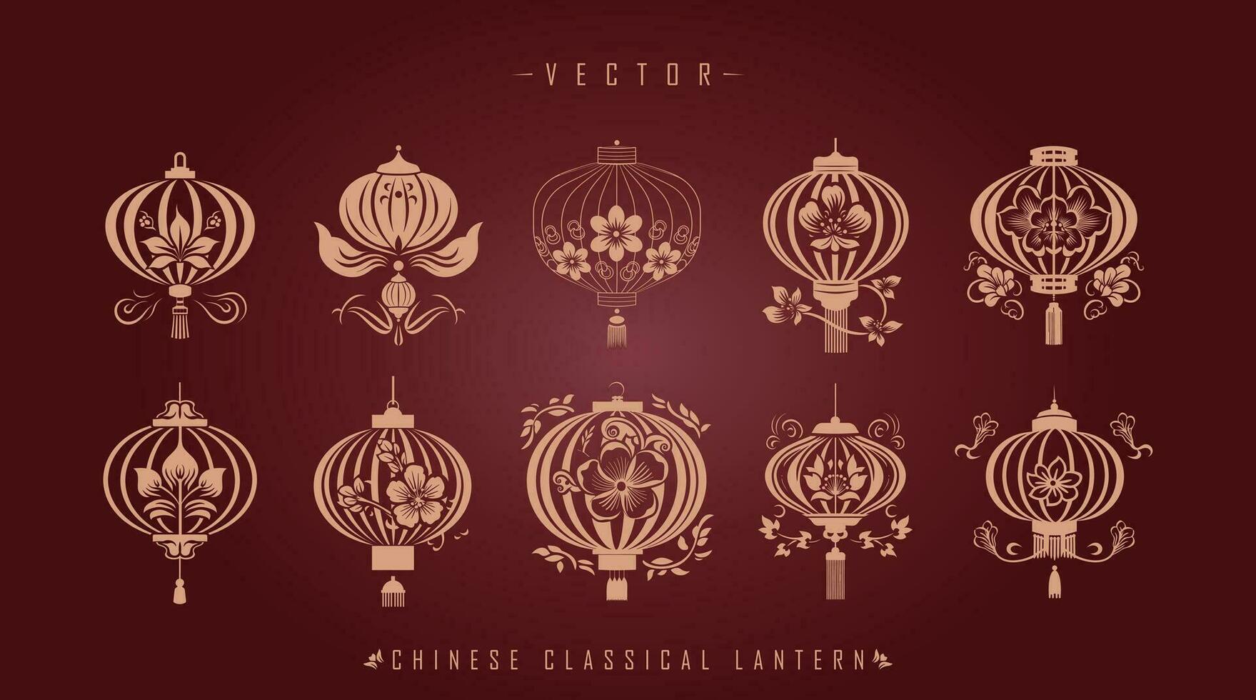 Classic Traditional Chinese Lantern Kit vector