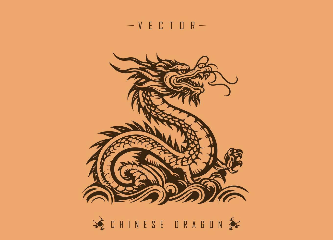 The Ancient Art of Dragon Illustration in Oriental Decorative Style vector