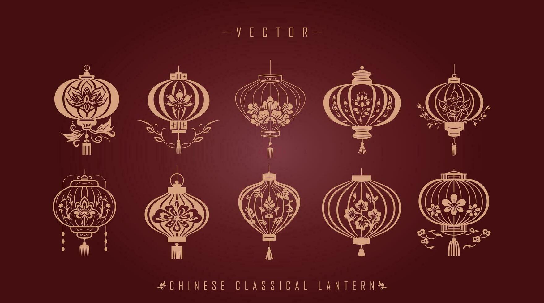 Classic Traditional Chinese Lantern Kit vector