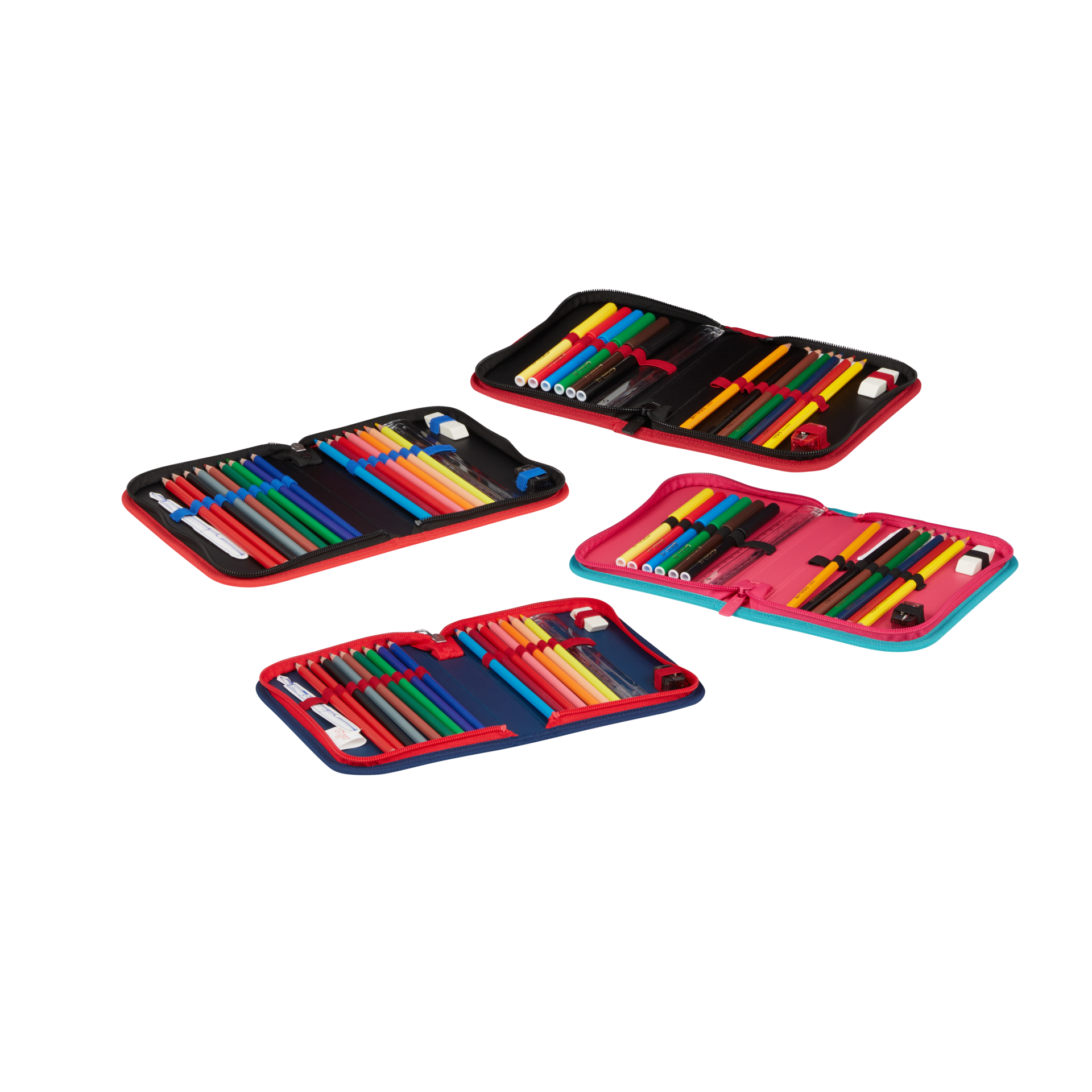 Pen and colored pencil set cut out isolated transparent background