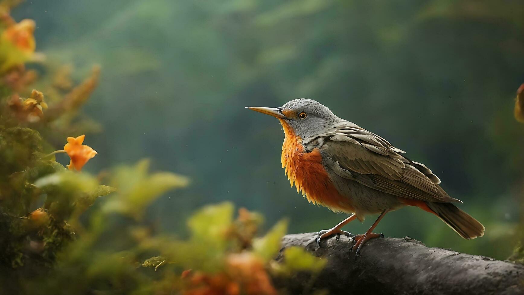 View of  beautiful wild bird in rainforest. ai generated photo