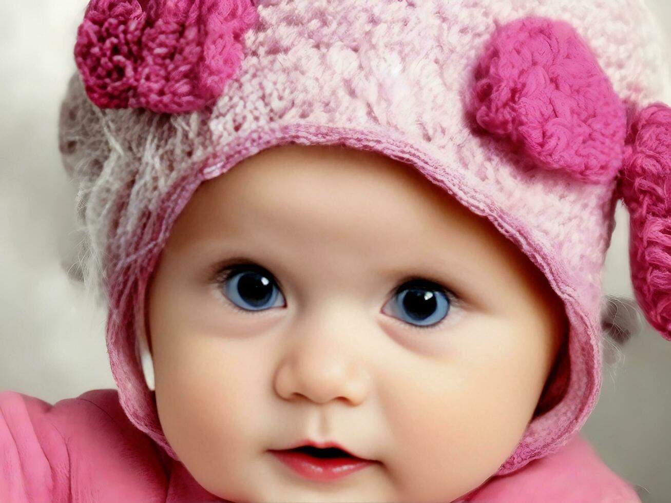 Portrait Of Adorable Baby Girl Wearing Pink Dress v2 photo