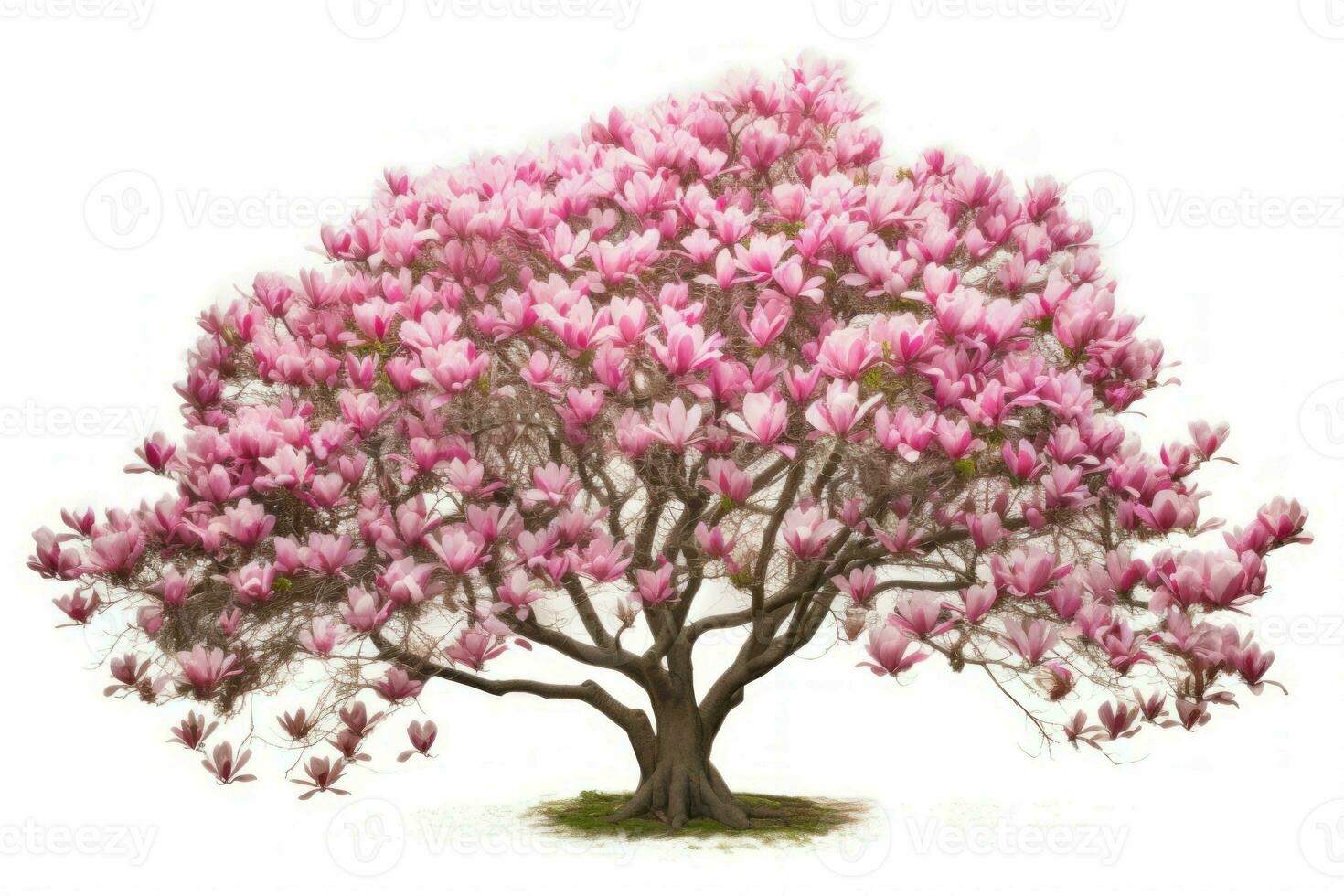 Picturesque Bloomy magnolia tree. Generate Ai photo