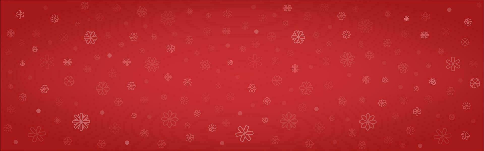 Horizontal background with snowflakes and snowfall. Abstract red  background. Christmas backdrop. Winter Christmas and New Year background. Vector illustration.