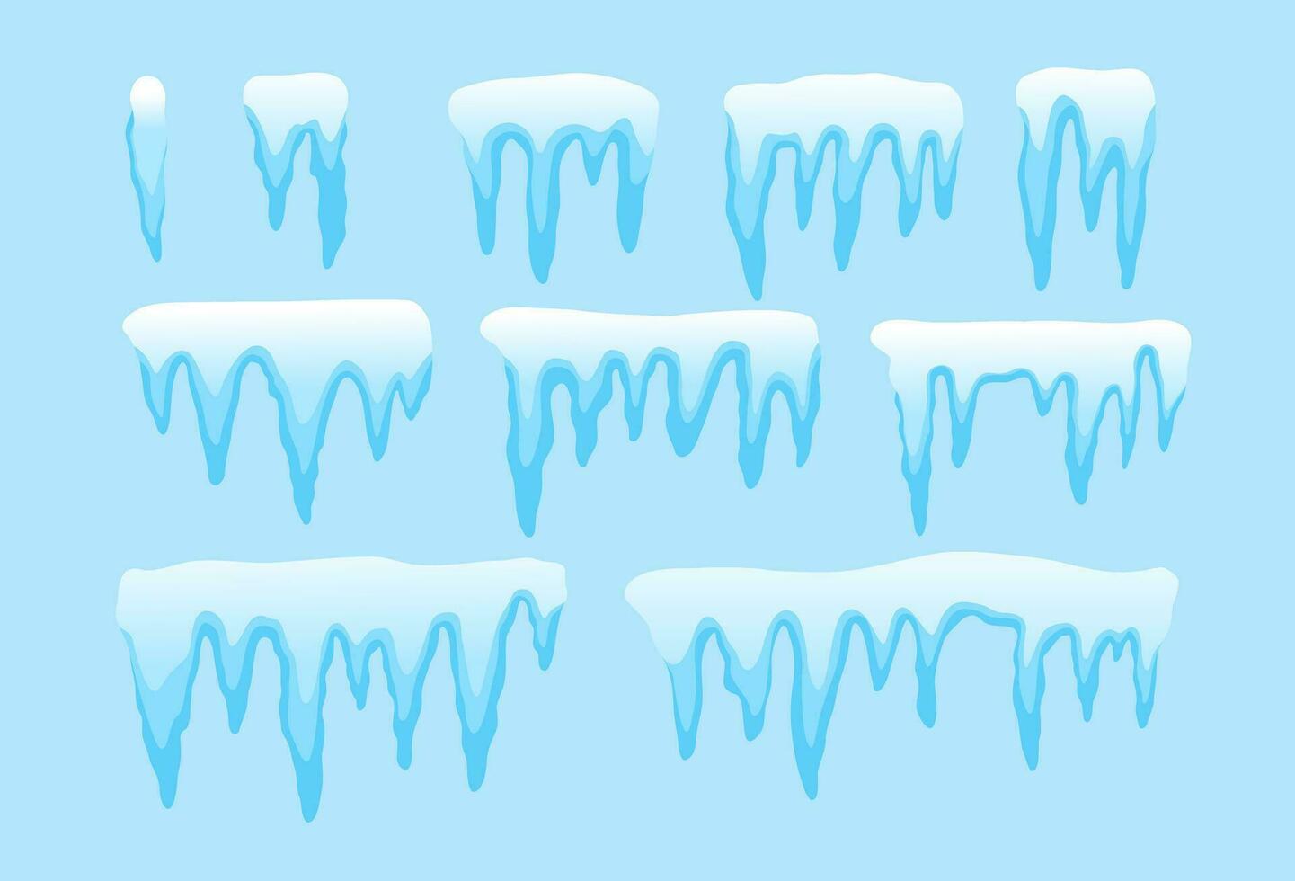 Set of blue icicles. Weather symbol. Vector illustration isolated on white background.