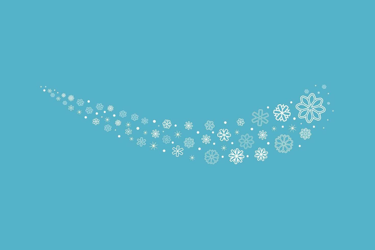 White wave of snowflakes on blue background. vector illustration.Decorative winter background.