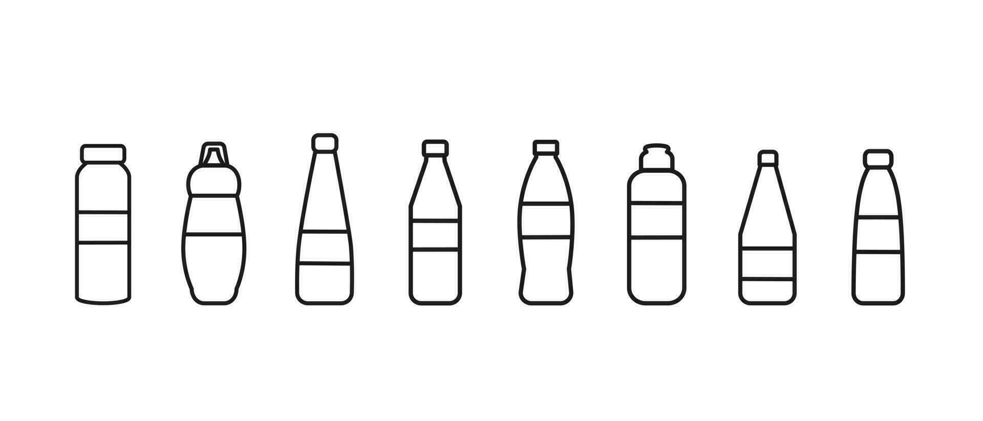 conjunto de agua botella línea formas, vector ilustración aislado en blanco antecedentes.