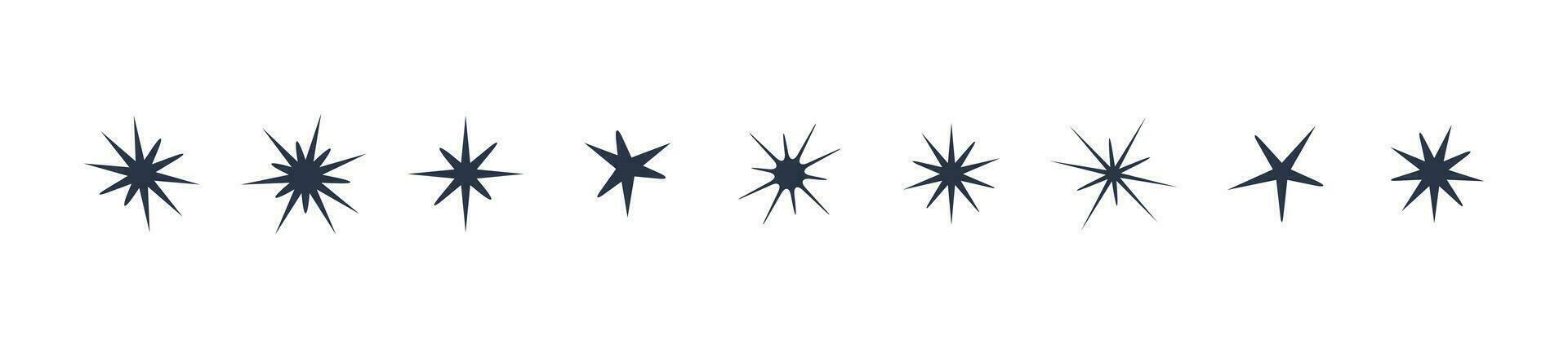 Set of star shapes. Vector design stars sparkles. Templates for design, posters, banners, cards.